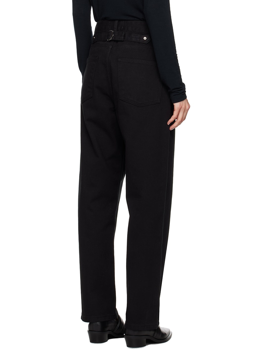 Black Cinch Strap Jeans - 3