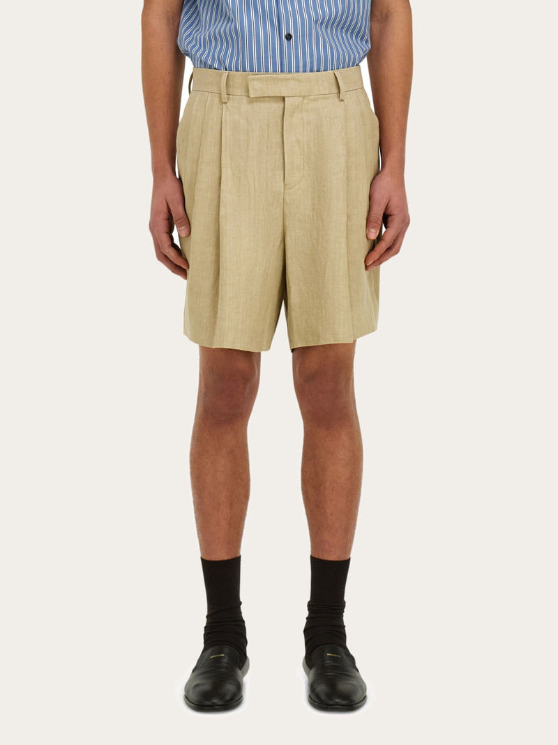 FERRAGAMO Linen bermuda short outlook