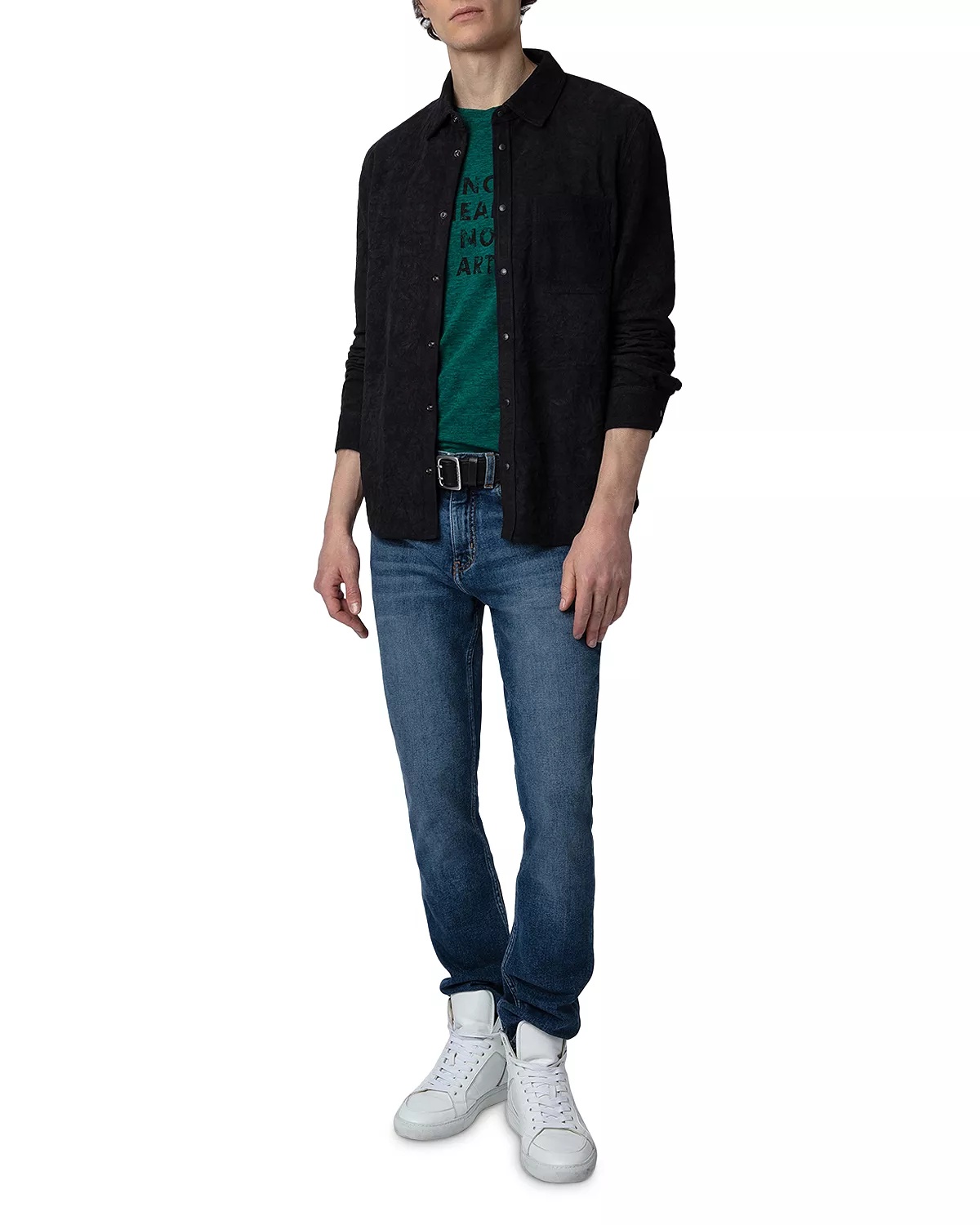 Serge Crinkle Leather Shirt - 3