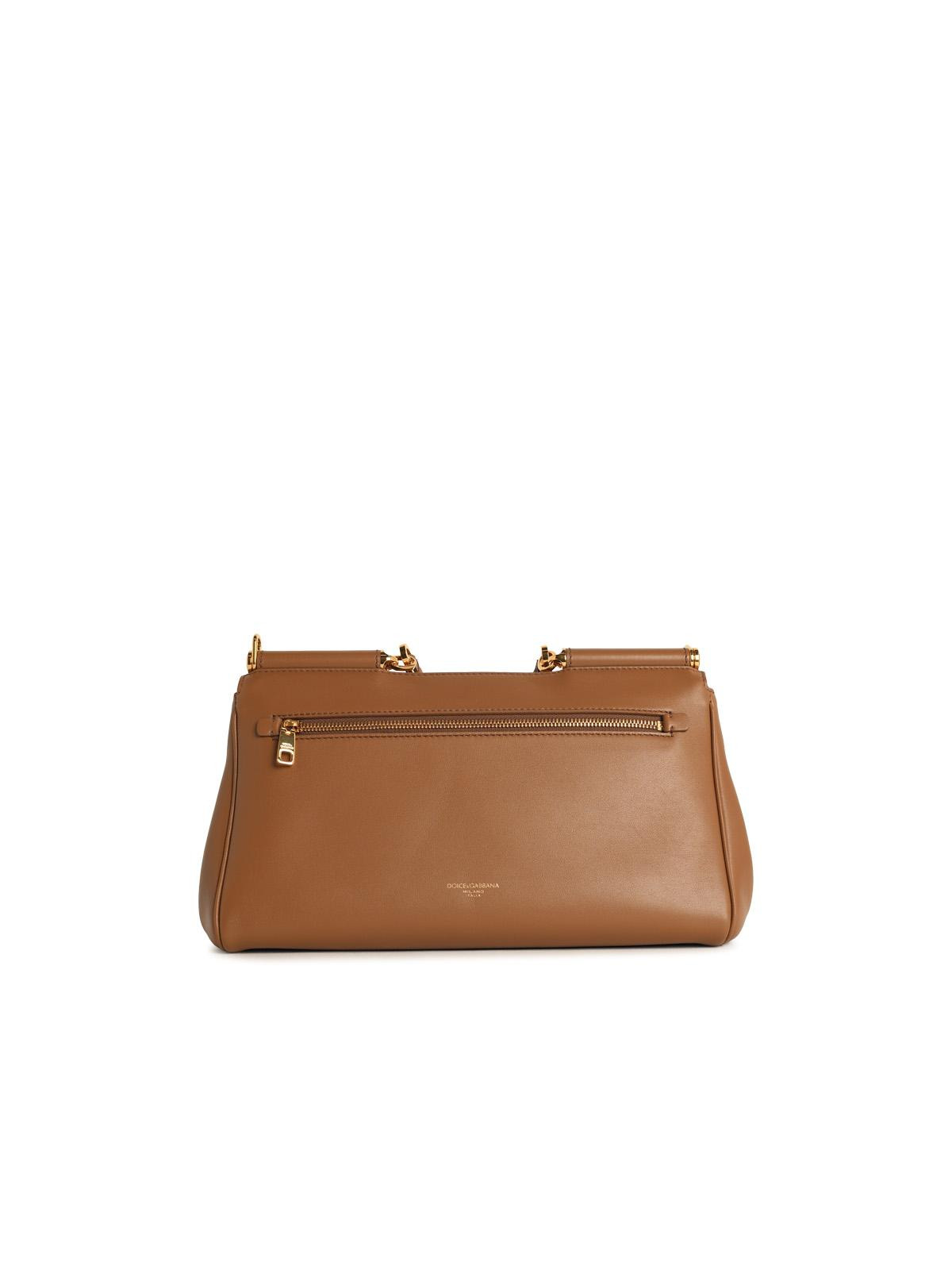Dolce & Gabbana 'My Sicily' Calf Leather 'Plongé' Caramel Handbag Women - 3