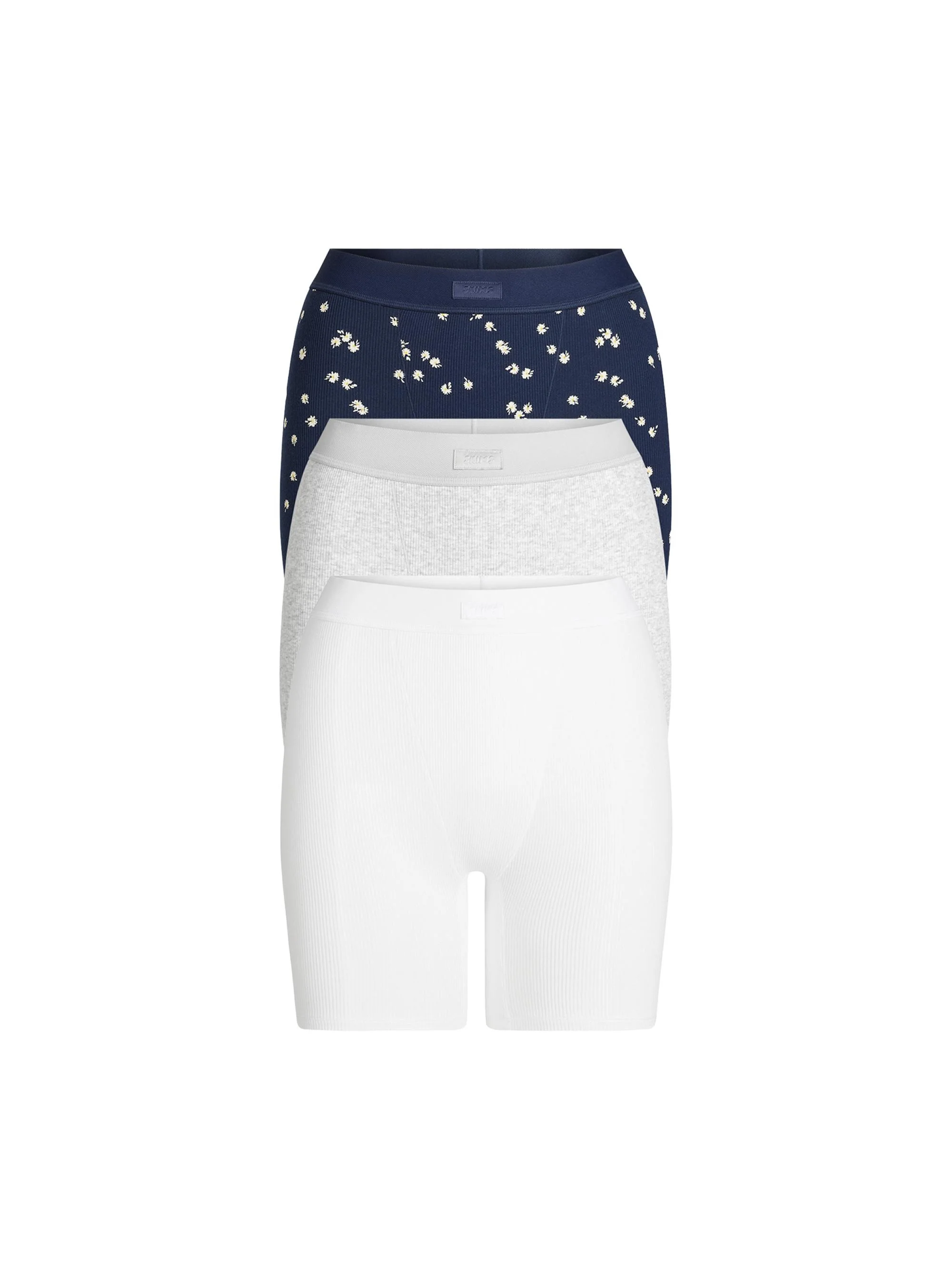 Women's Cotton Rib Boxer 3-Pack - Navy Daisy Print - 1