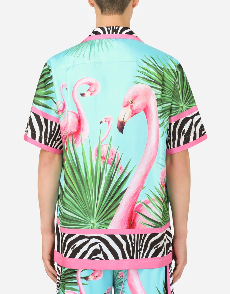 Flamingo-print cotton Hawaiian shirt - 5