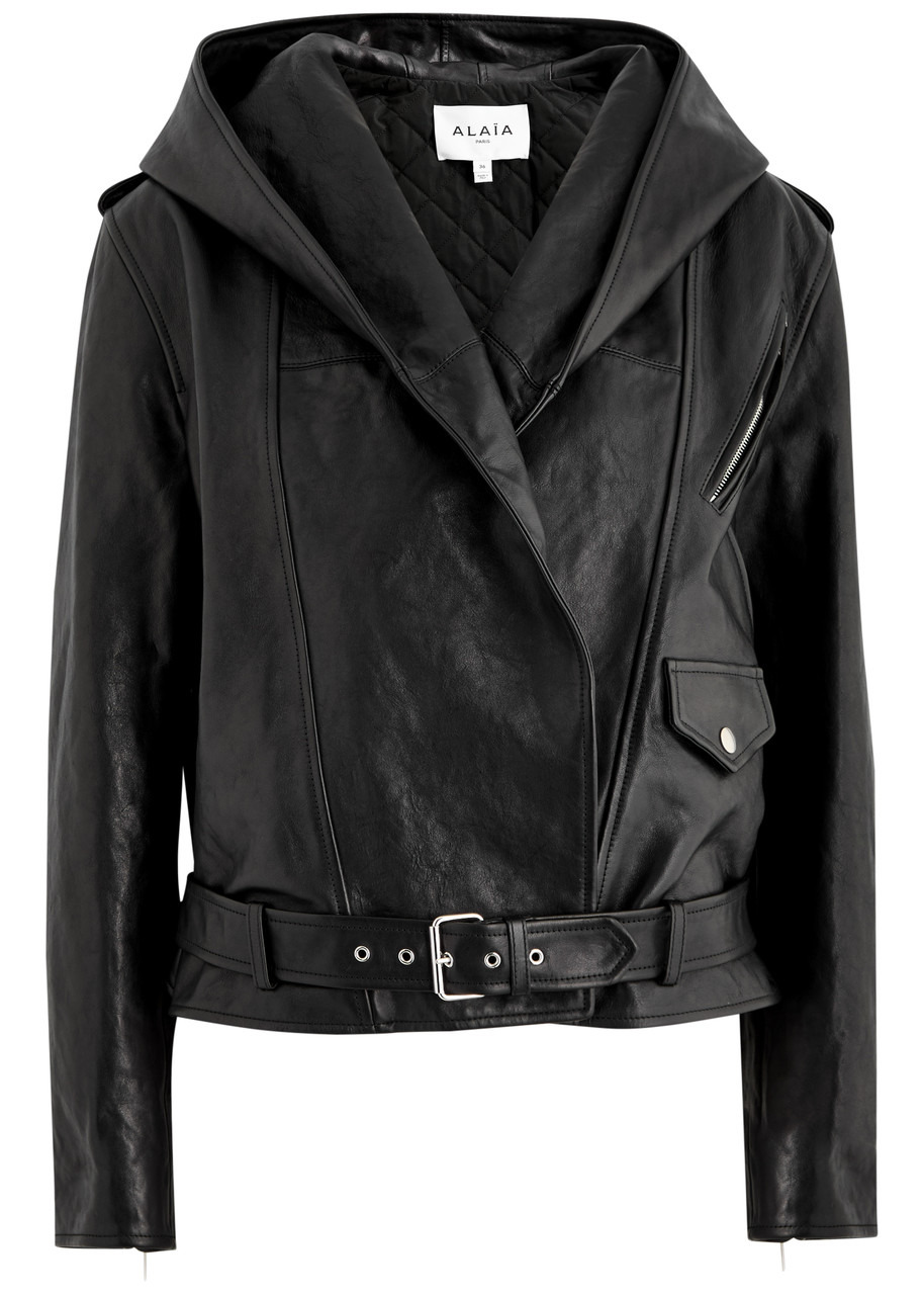 Alaïa Hooded Leather Biker Jacket - 1