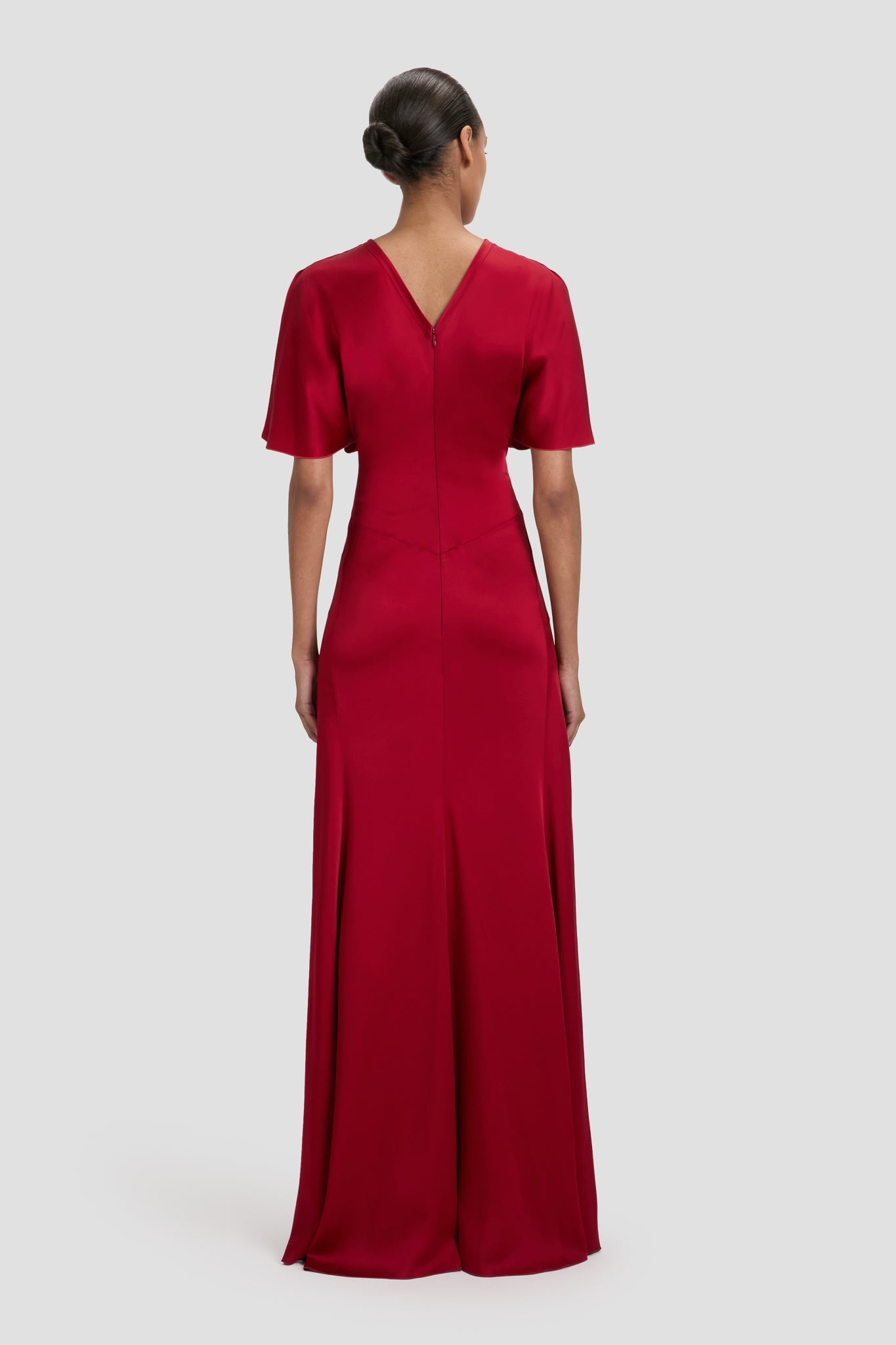 Gathered Waist Floor-Length Dress In Rose - 4