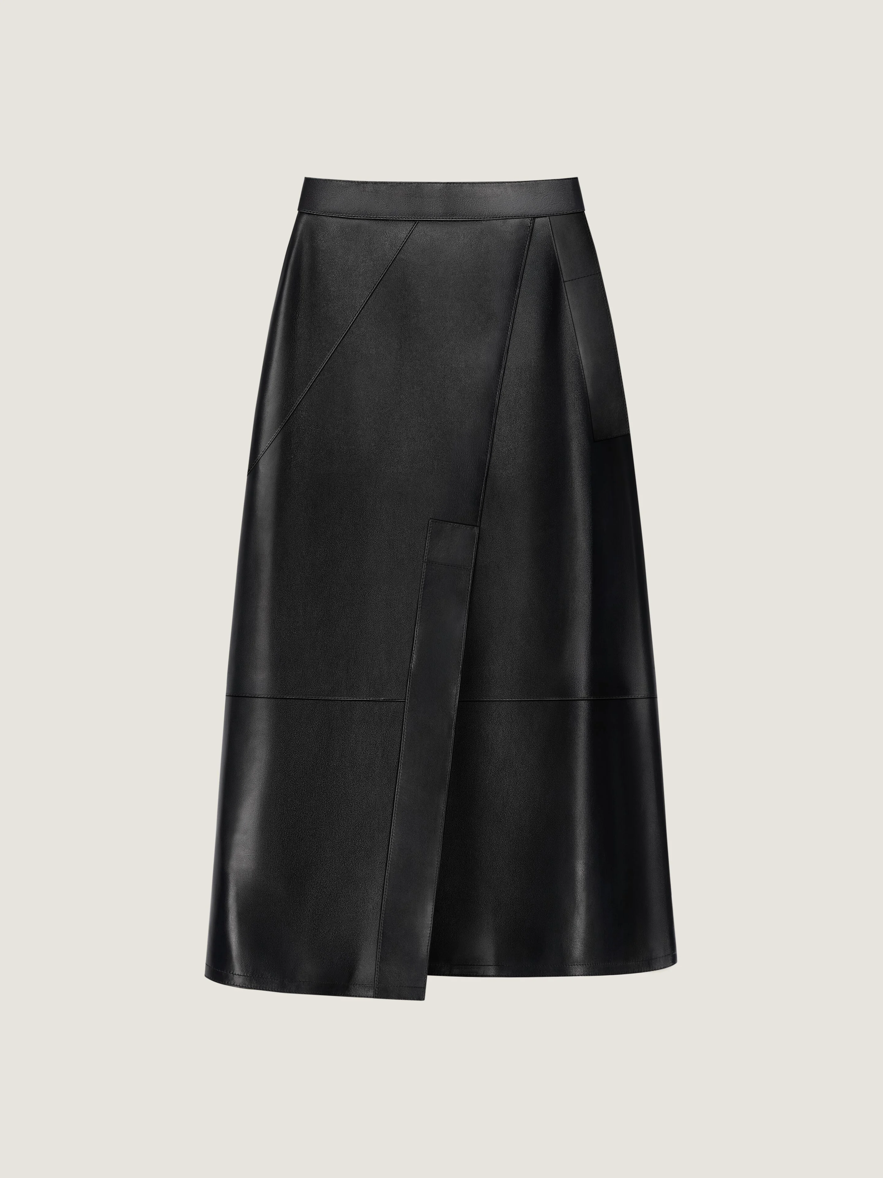 MIDI ASYMMETRIC SKIRT IN LEATHER - 1