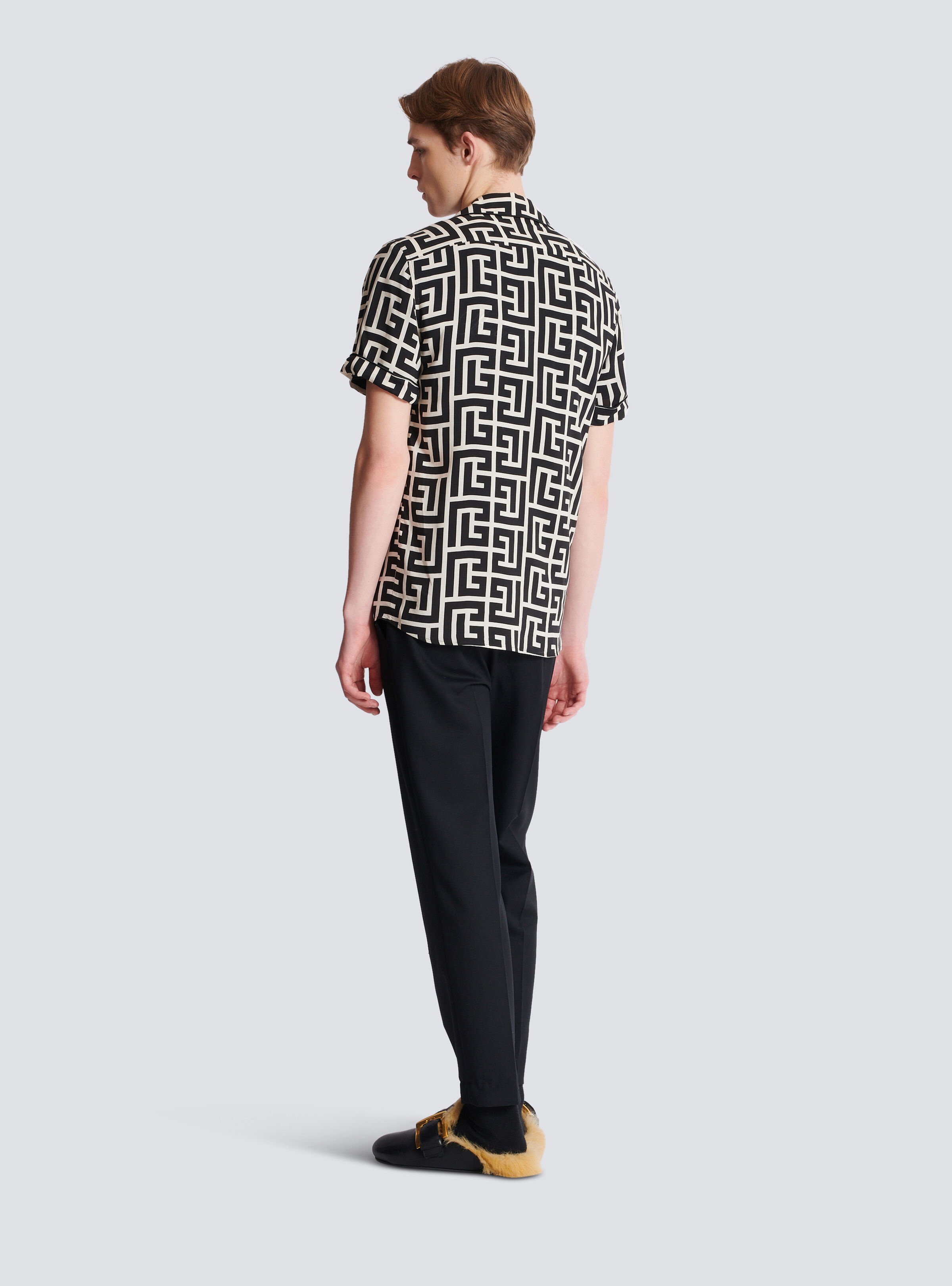 Pyjama shirt with monogrammed print - 4