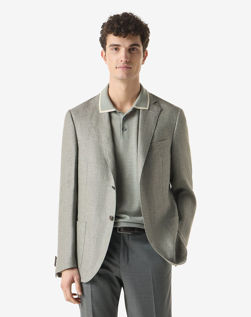 CORNELIANI Green linen and lyocell jacket outlook
