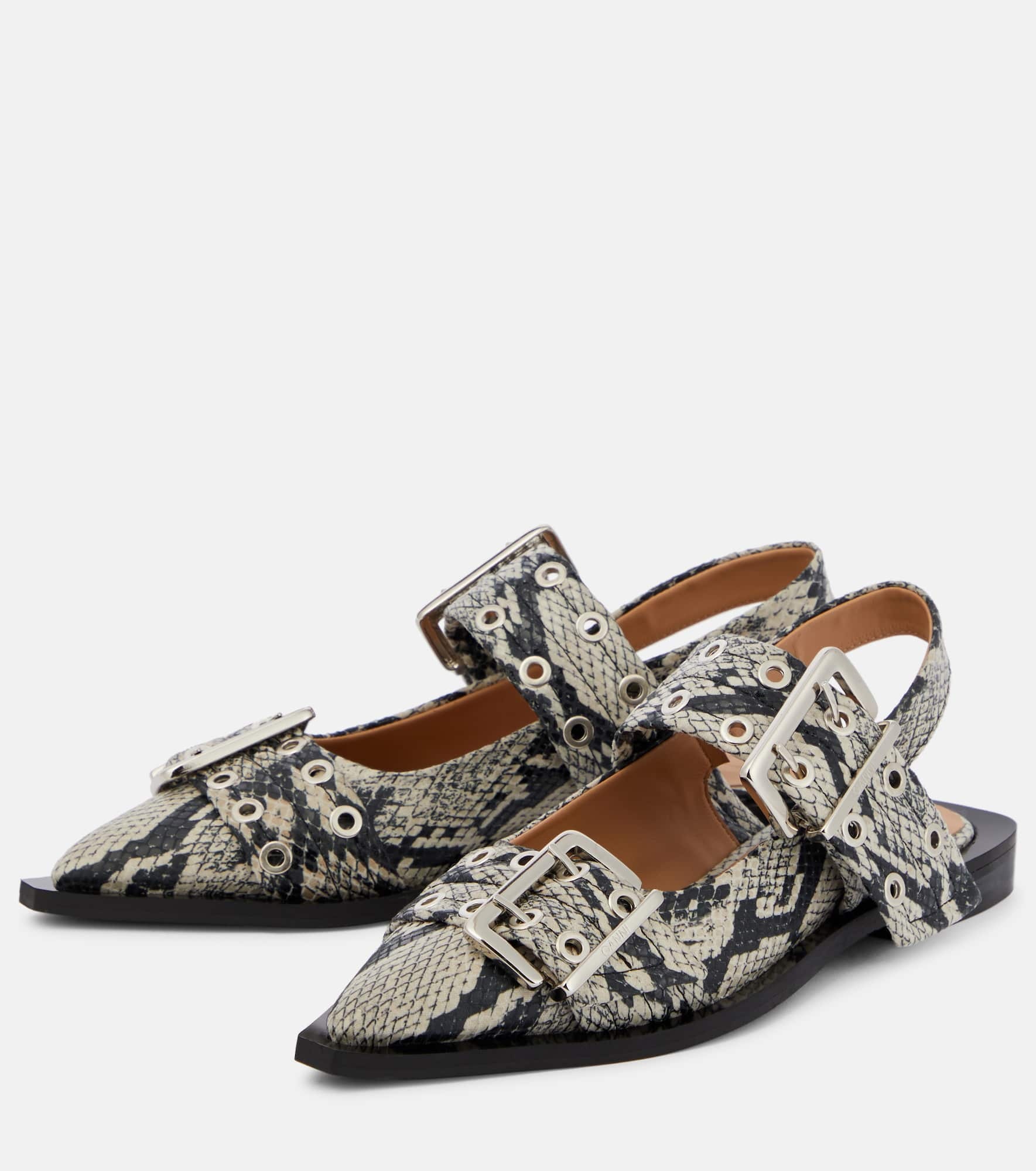 Printed faux-leather ballet flats - 5