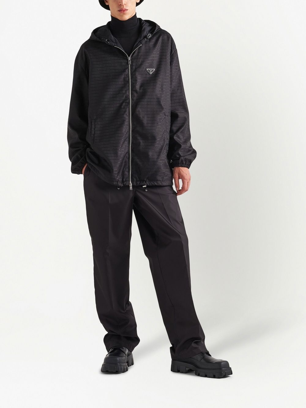 logo-print hooded jacket - 2