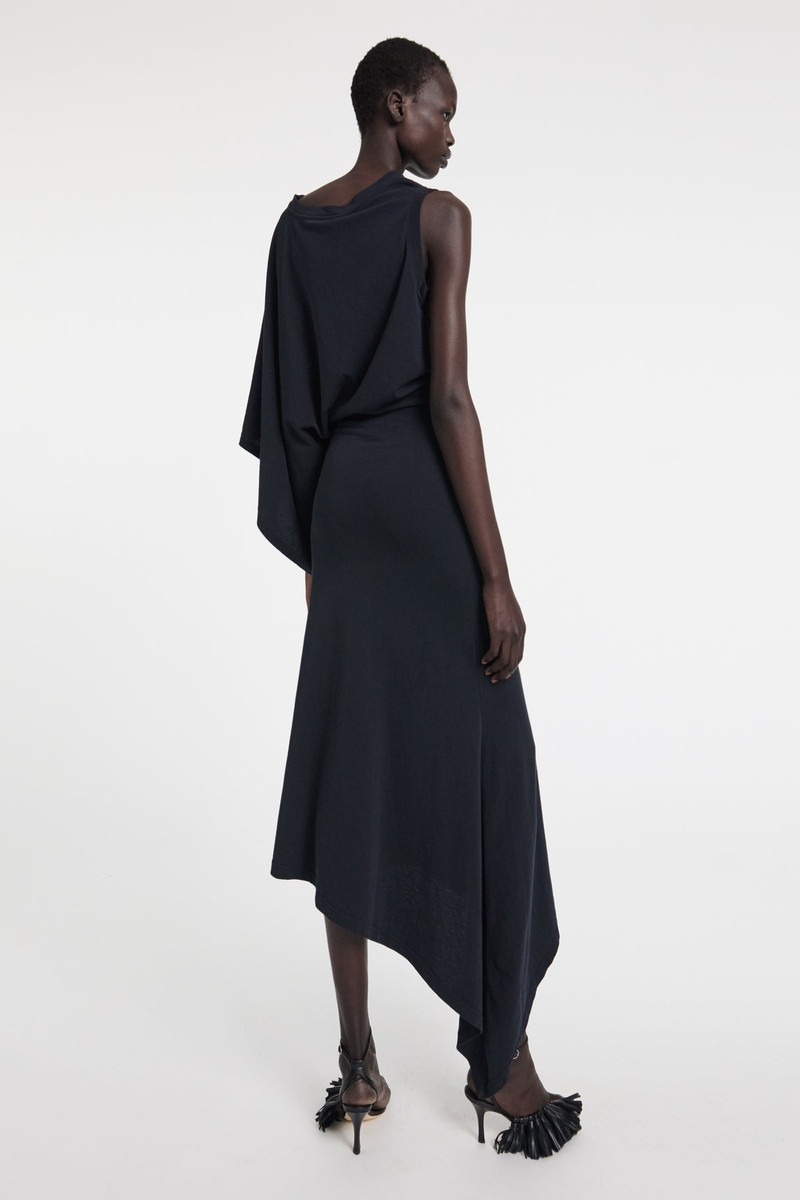 ASYMMETRIC ONE-SLEEVE MAXI DRESS BLACK 2
