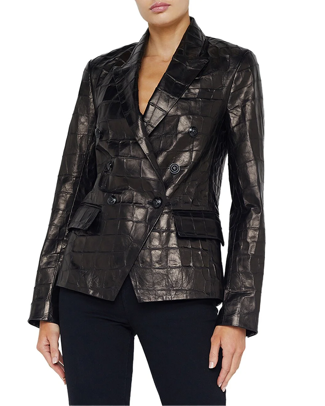 L'AGENCE Kenzie Leather Blazer - 1