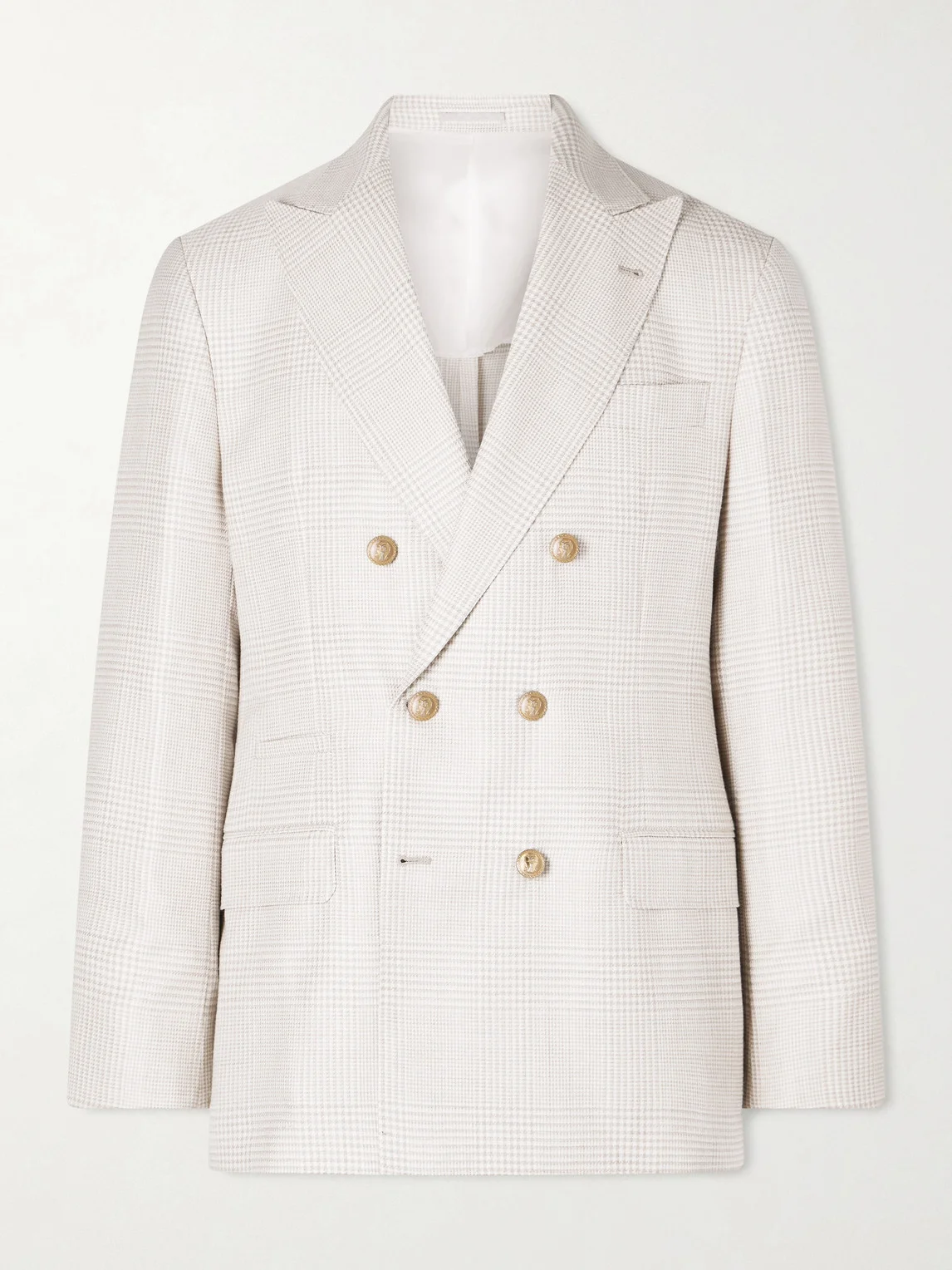 Double-Breasted Prince of Wales Checked Wool-Blend Blazer - 1