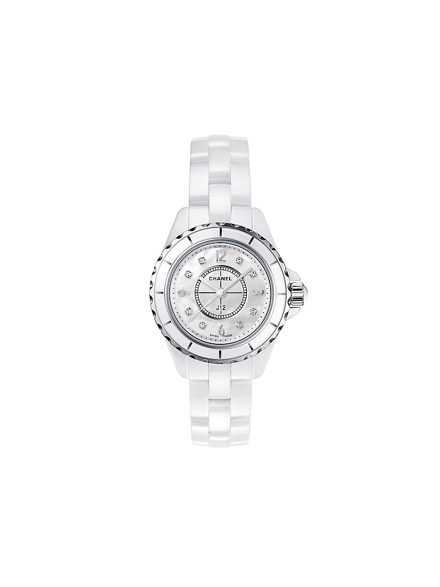 H2570 J12 29mm mother-of-pearl and Diamond Dial high-tech ceramic, steel and 0.04ct diamond quartz w - 1