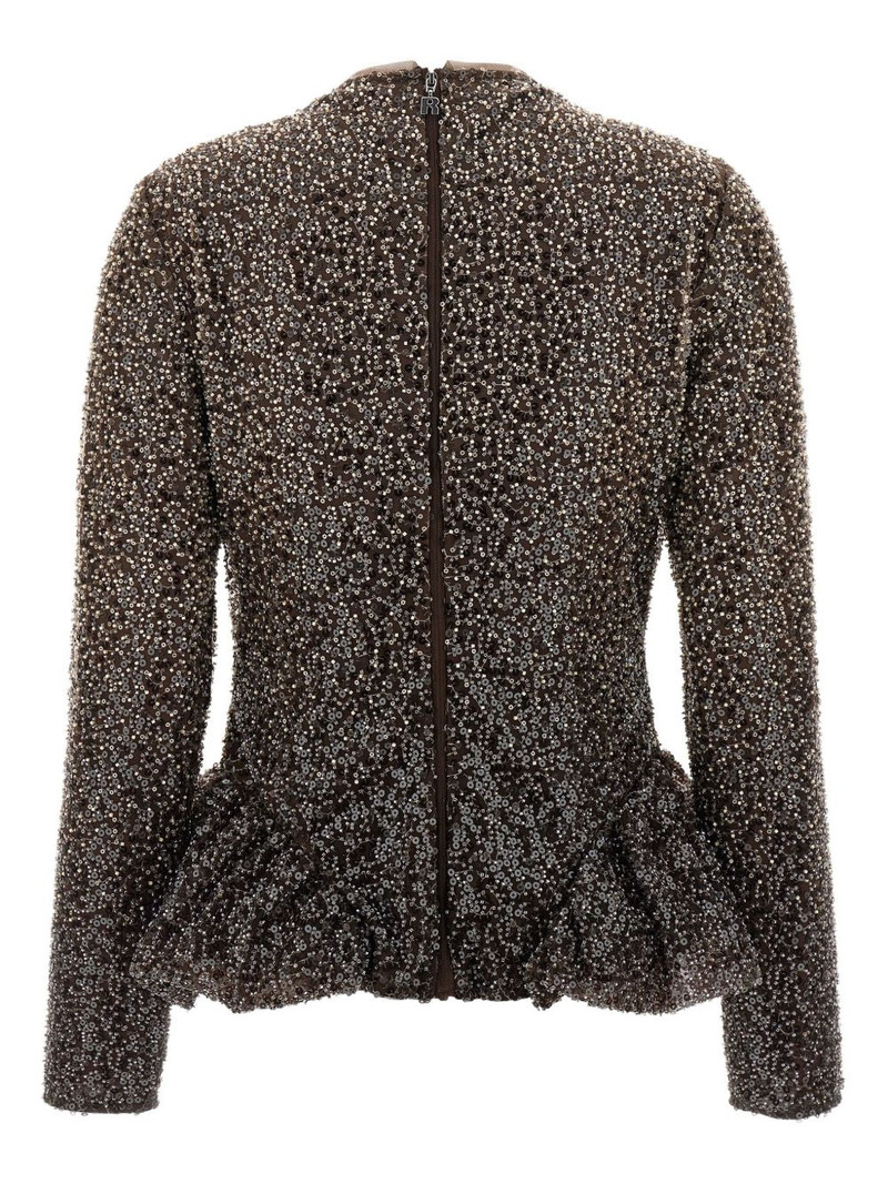 ROTATE peplum-detail top outlook