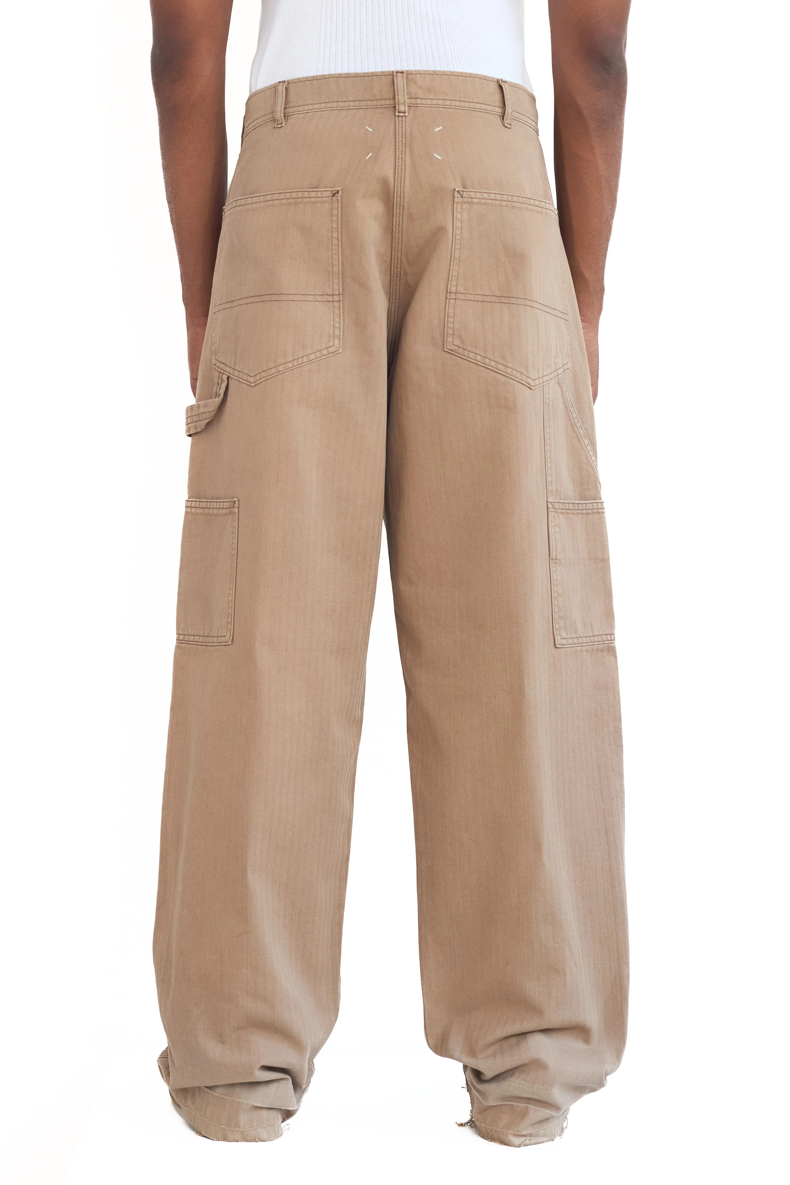 Maison Margiela Herringbone Workwear Pants Stone Washed Beige - 6