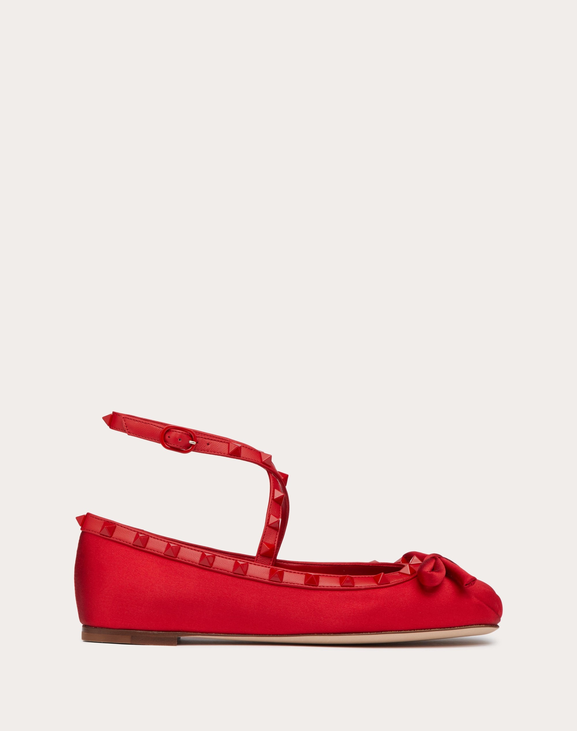 ROCKSTUD SATIN BALLERINAS WITH TONE-ON-TONE STUDS - 1