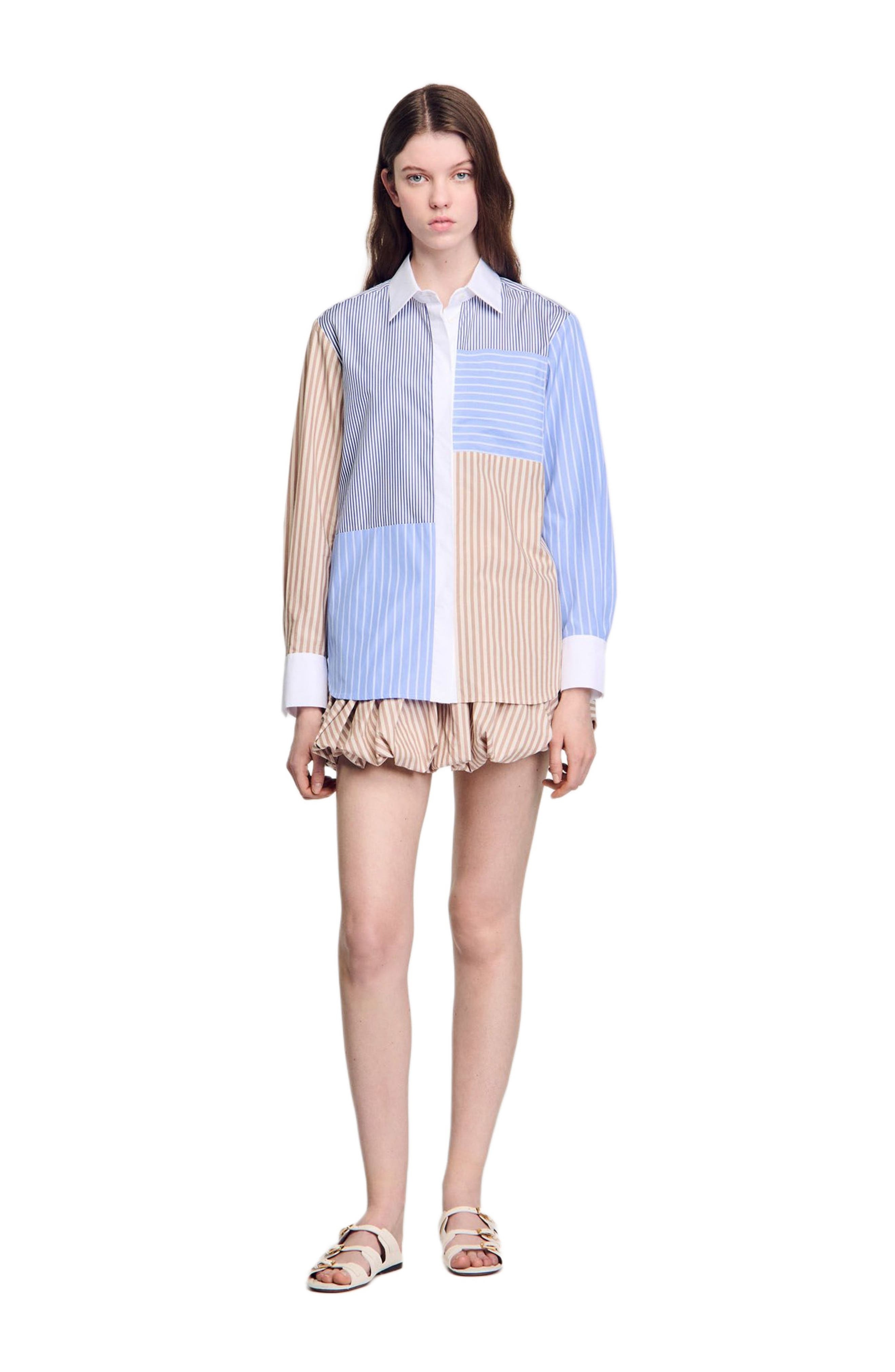 SANDRO Striped mix shirt in Sand /Camel at Nordstrom - 2