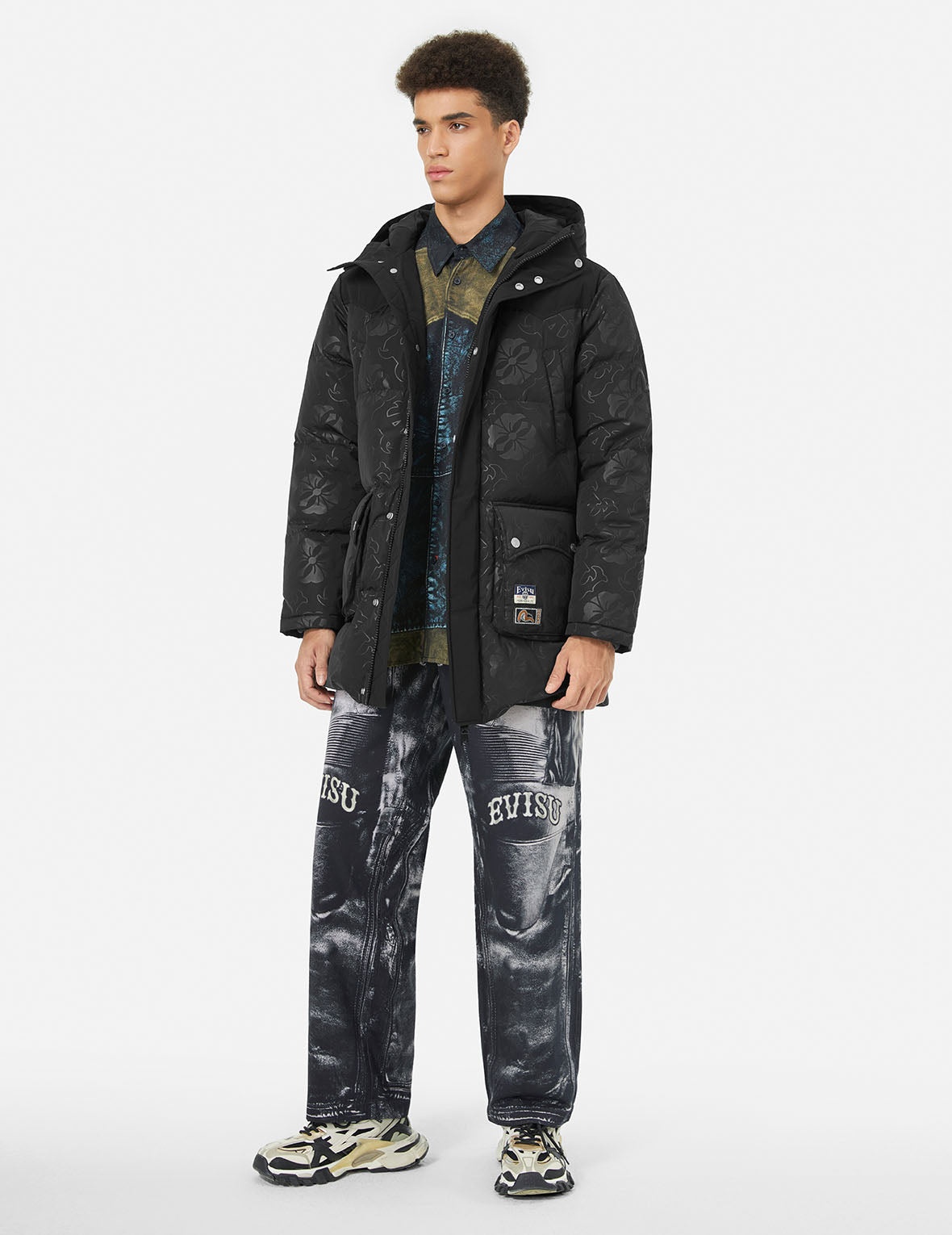 Allover Heat Seal Print and Logo Appliqué Regular Fit Down Coat - 3