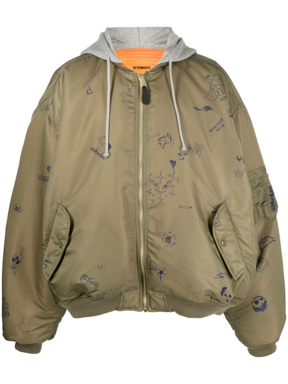 doodle-print bomber jacket - 1