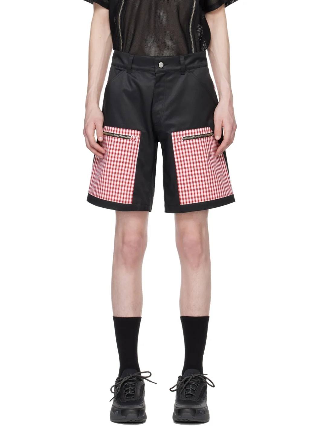 gingham 인쇄 반바지 - 1