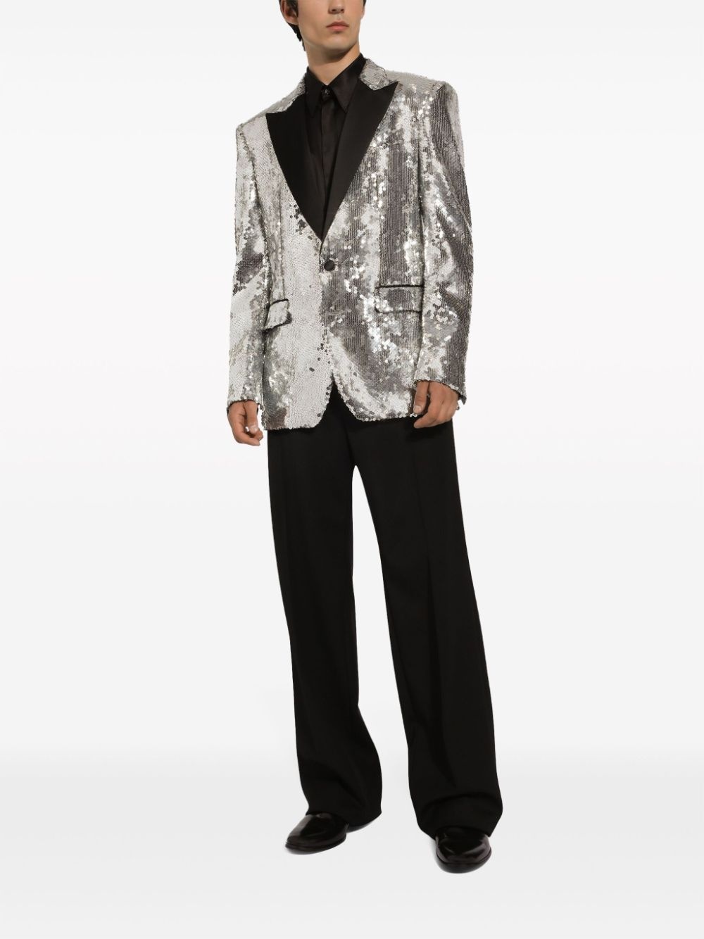 sequin-embellished tuxedo jacket - 5