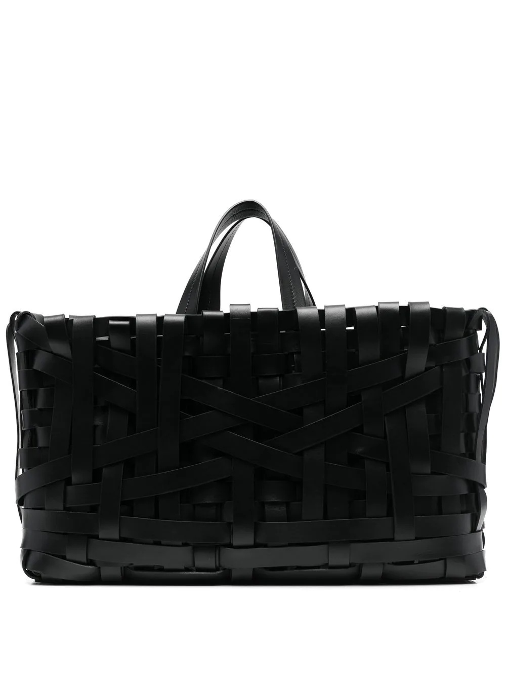 leather interwoven tote bag - 1