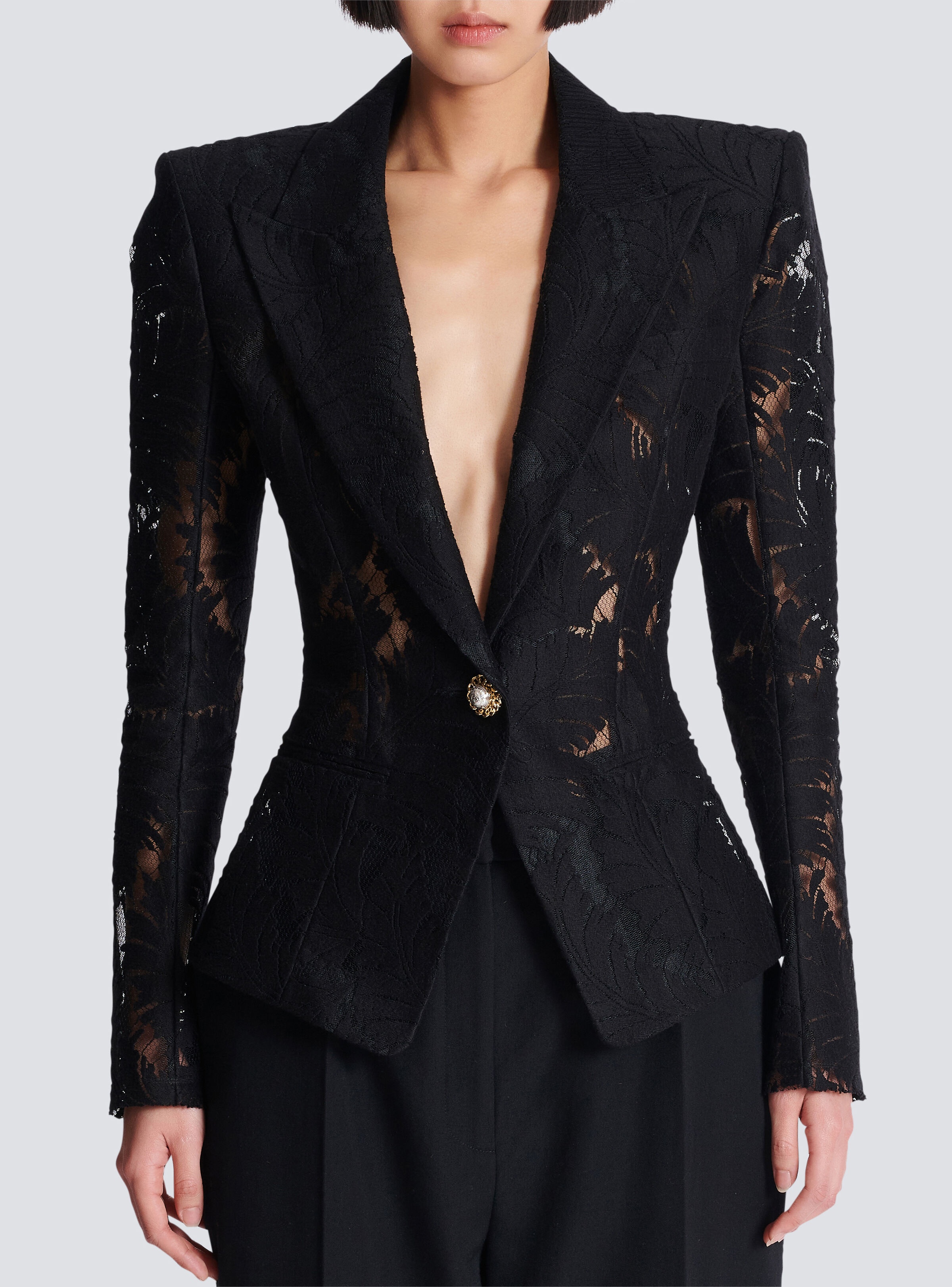 1-button fitted lace jacket - 5