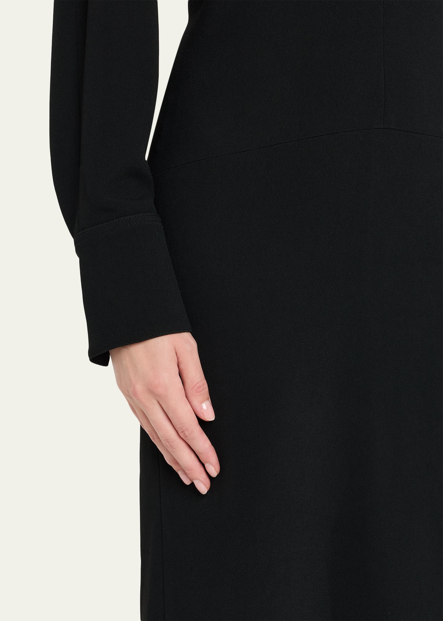 Long-Sleeve Polo Collar Midi Dress - 5