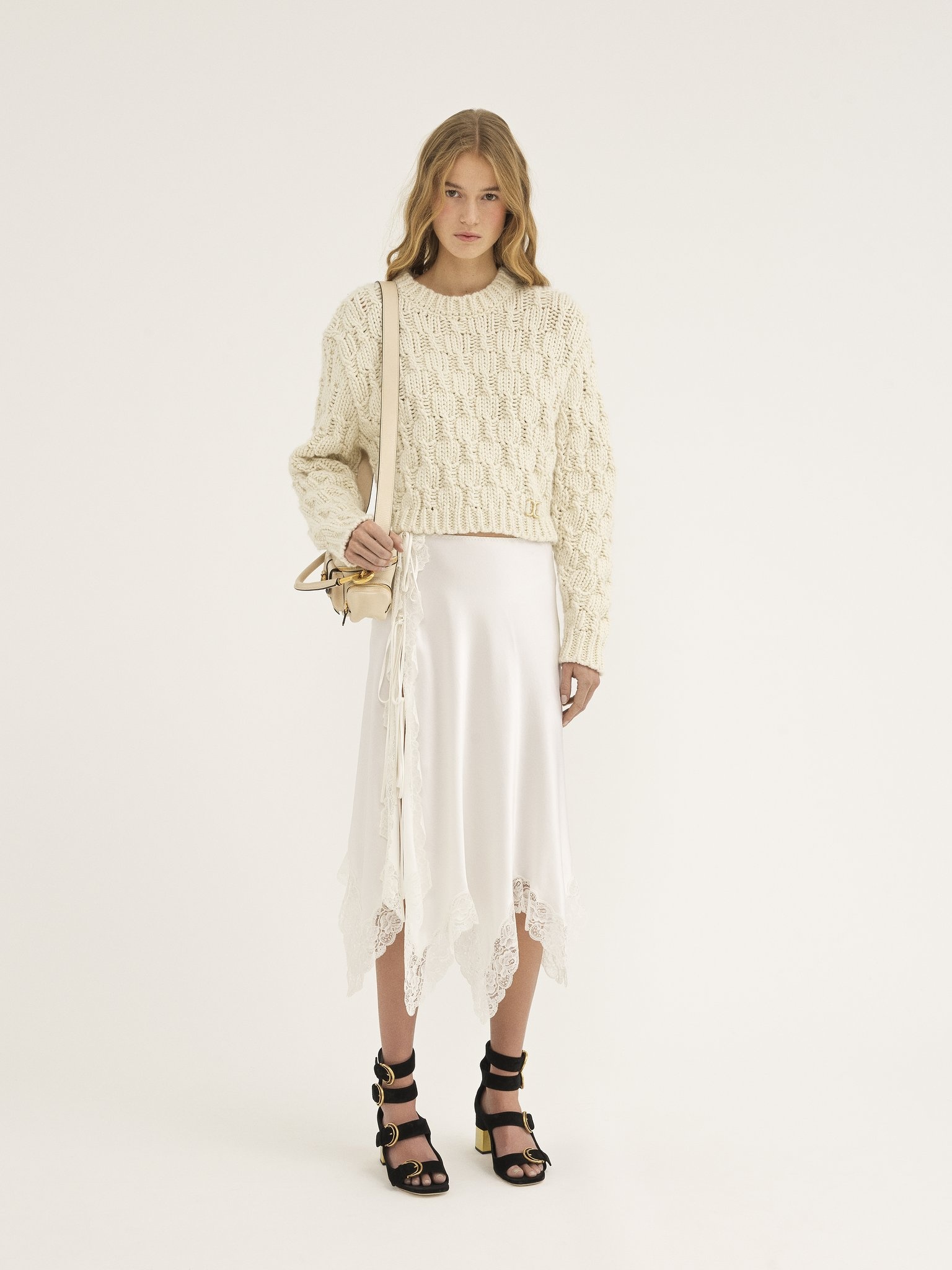 CROPPED INTARSIA KNITTED SWEATER IN WOOL BLEND - 3