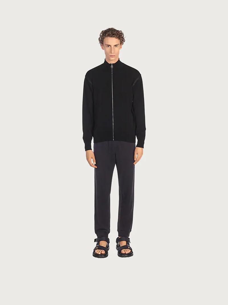 FERRAGAMO WOOL CARDIGAN WITH NUBUCK DETAILS outlook