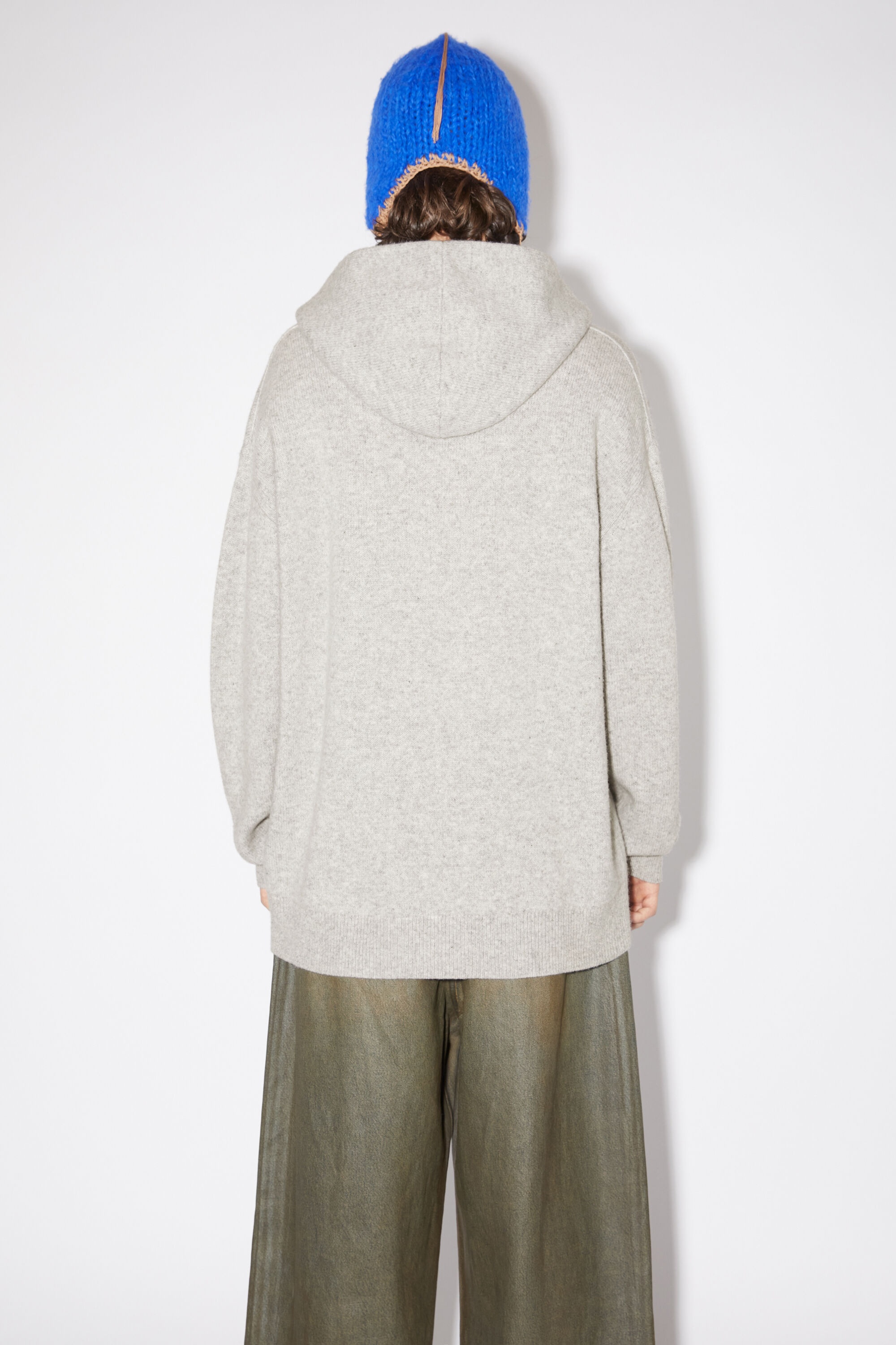 Wool cashmere hoodie - Light Grey Melange - 3