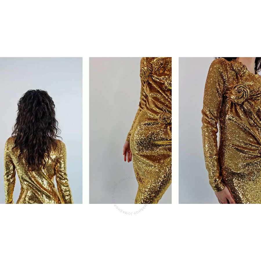 Burberry Long-sleeve Stretch Silk Hand-gathered Sequined Dress - 3