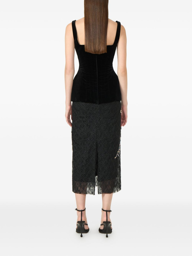 Vivi corded-lace bird-appliqué lace midi skirt 3