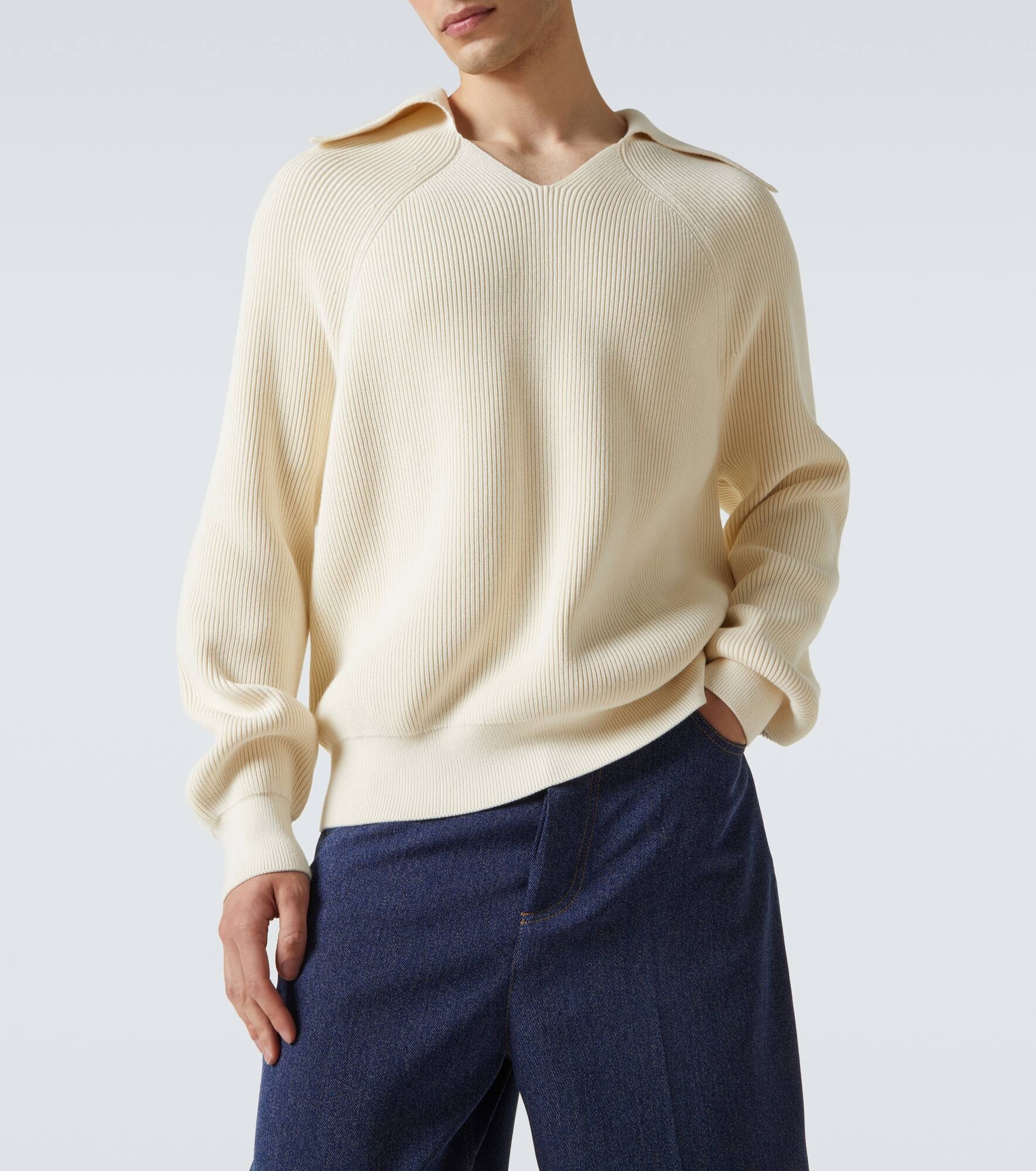 Ribbed-knit cotton polo sweater - 6