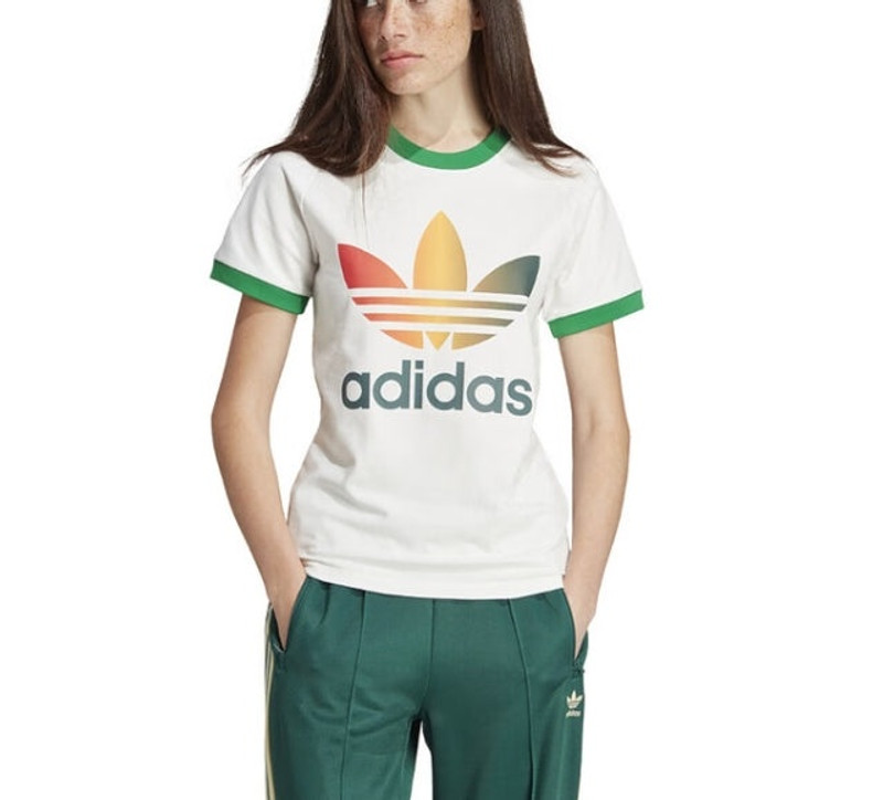 adidas (WMNS) adidas Originals Gradient Trefoil Cali T-Shirt 'Yellow Green' IS0310 outlook