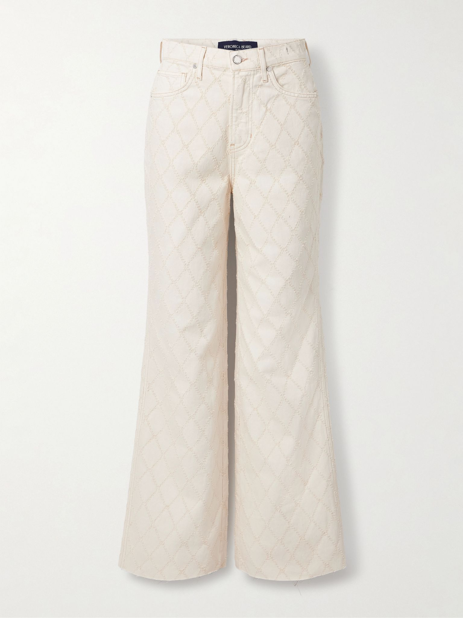 Taylor frayed fil coupé high-rise wide-leg jeans Ecru - 1