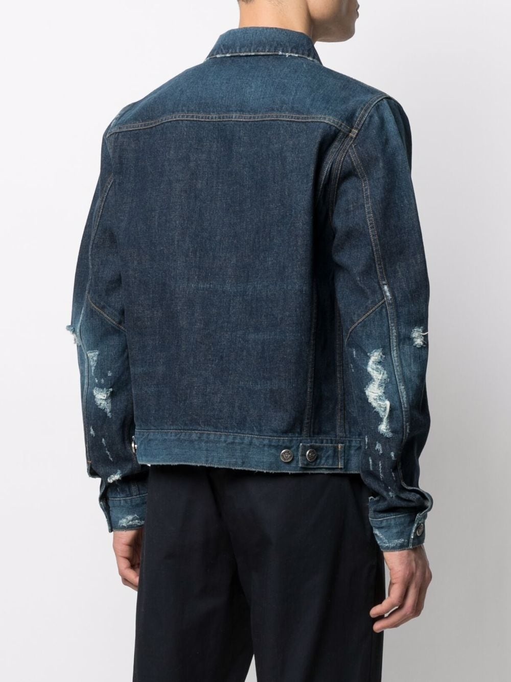 distressed-effect denim jacket - 4