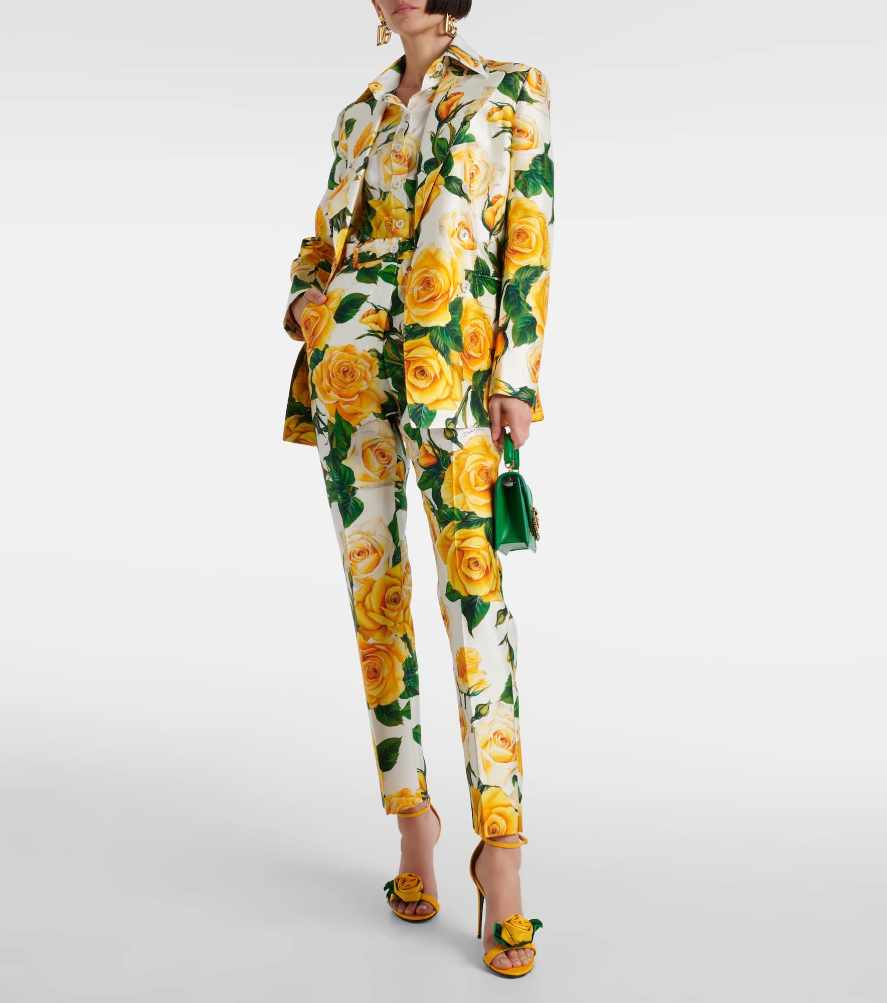 Floral high-rise silk-blend straight pants - 2