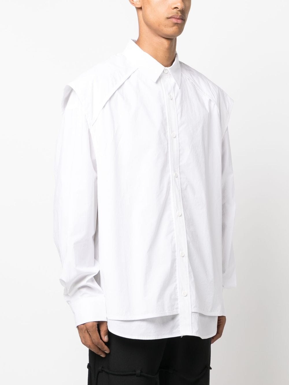 overlapping-panel cotton shirt - 3