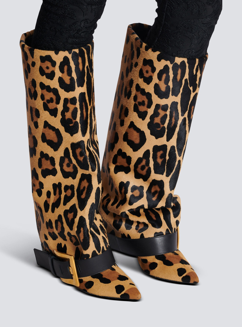 Balmain Anthem leopard print leather boots outlook