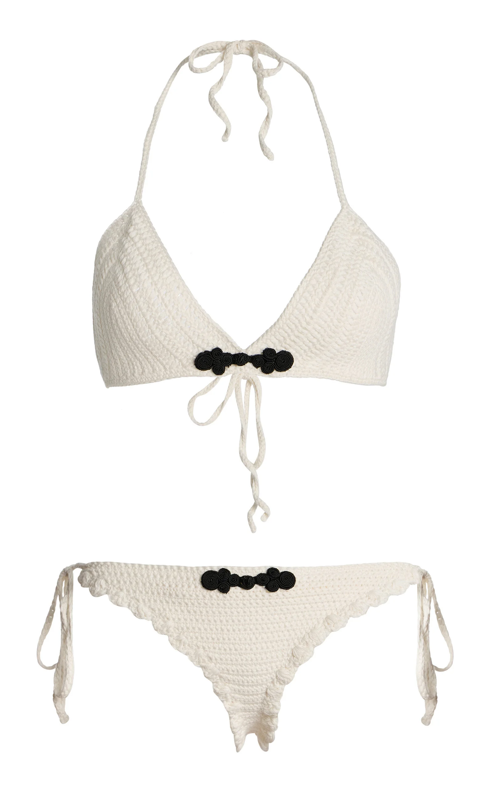 Plage Pointelle-Knit Organic Cotton Bikini ivory - 1