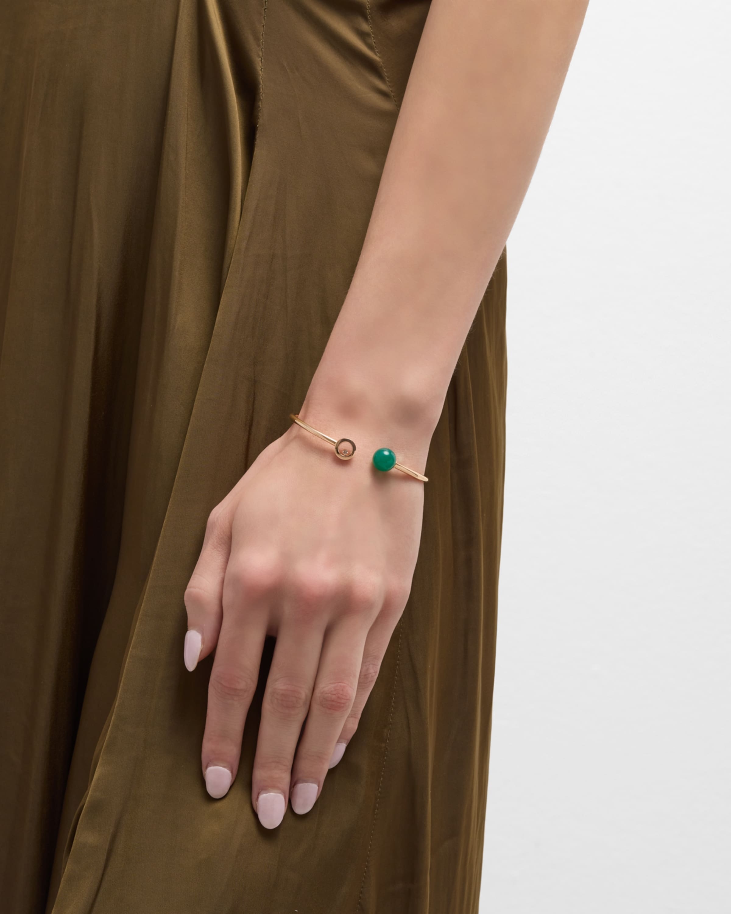 Happy Diamonds Planet 18K Rose Gold Green Agate Bracelet, Size Medium - 2
