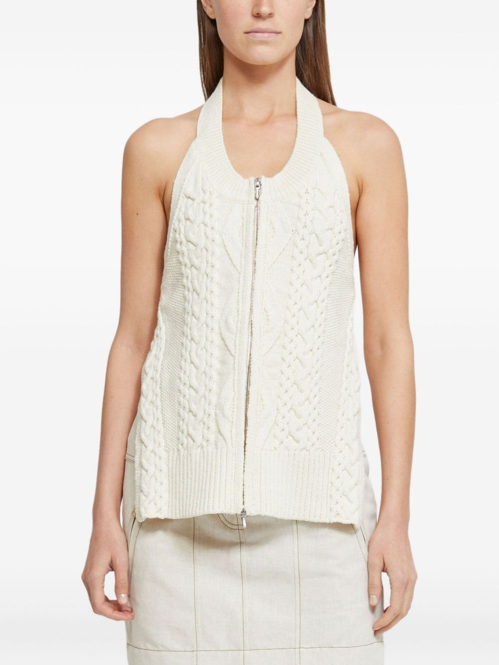 cable-knit halterneck top - 3