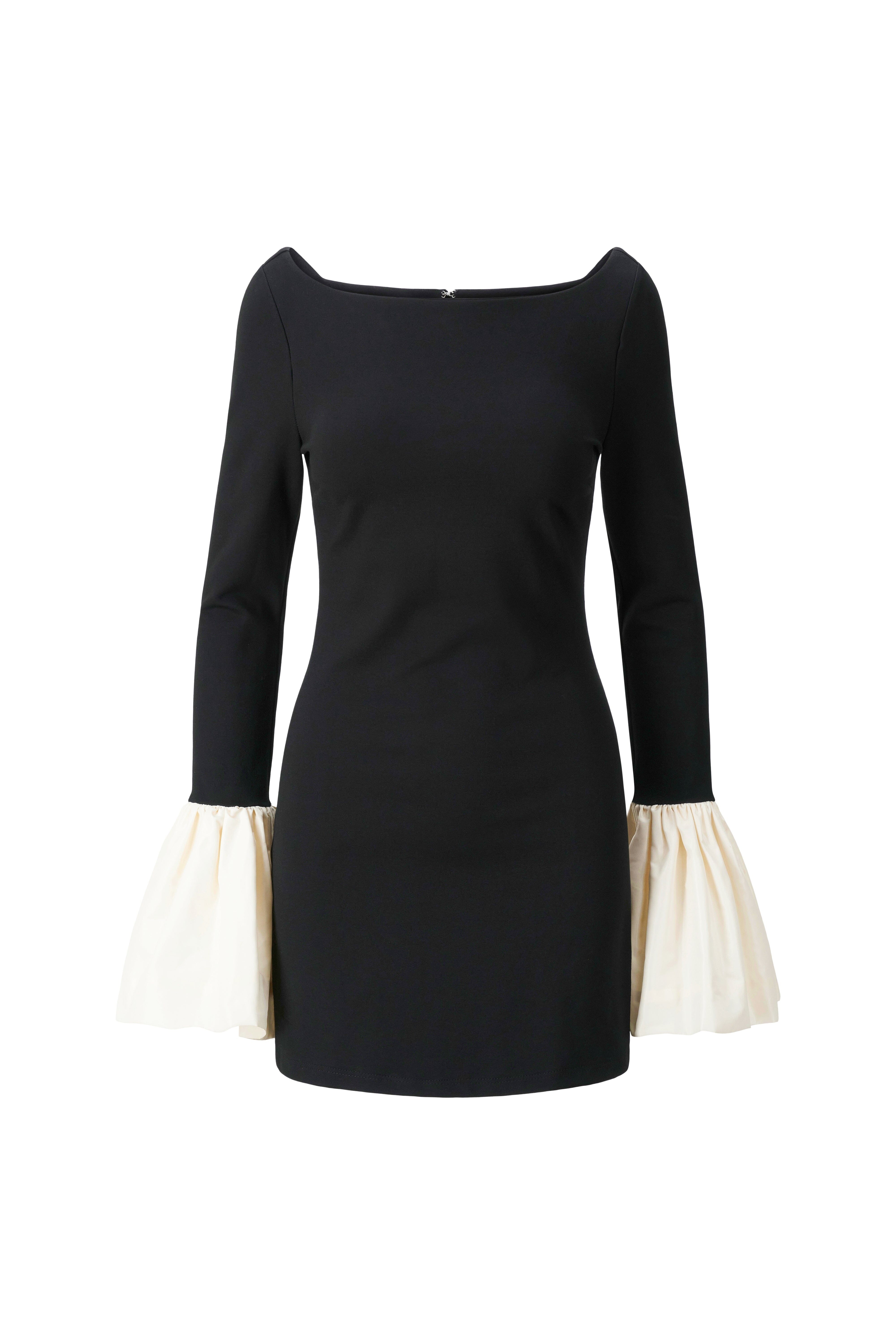 STAUD HAWTHORNE DRESS BLACK IVORY - 1