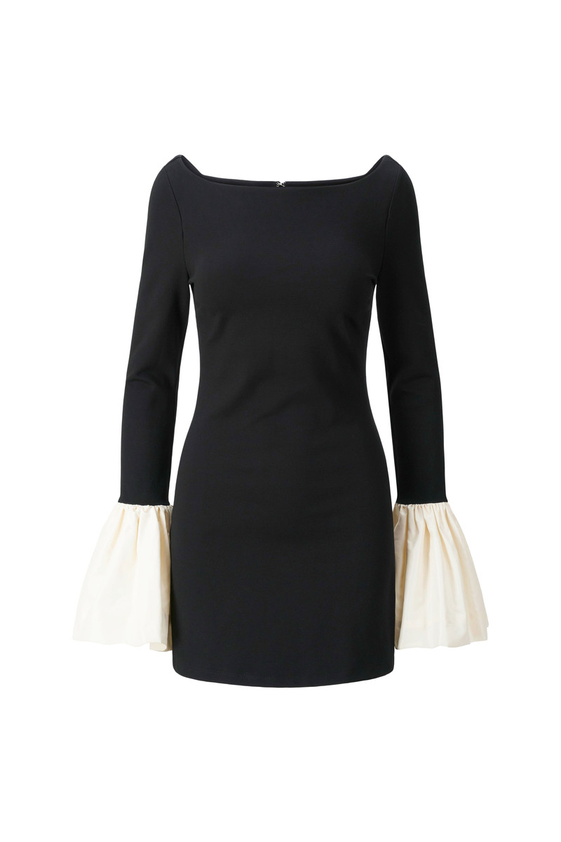 STAUD HAWTHORNE DRESS BLACK IVORY 1