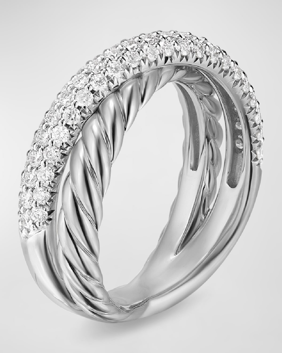 8mm Crossover Ring in Silver - 4