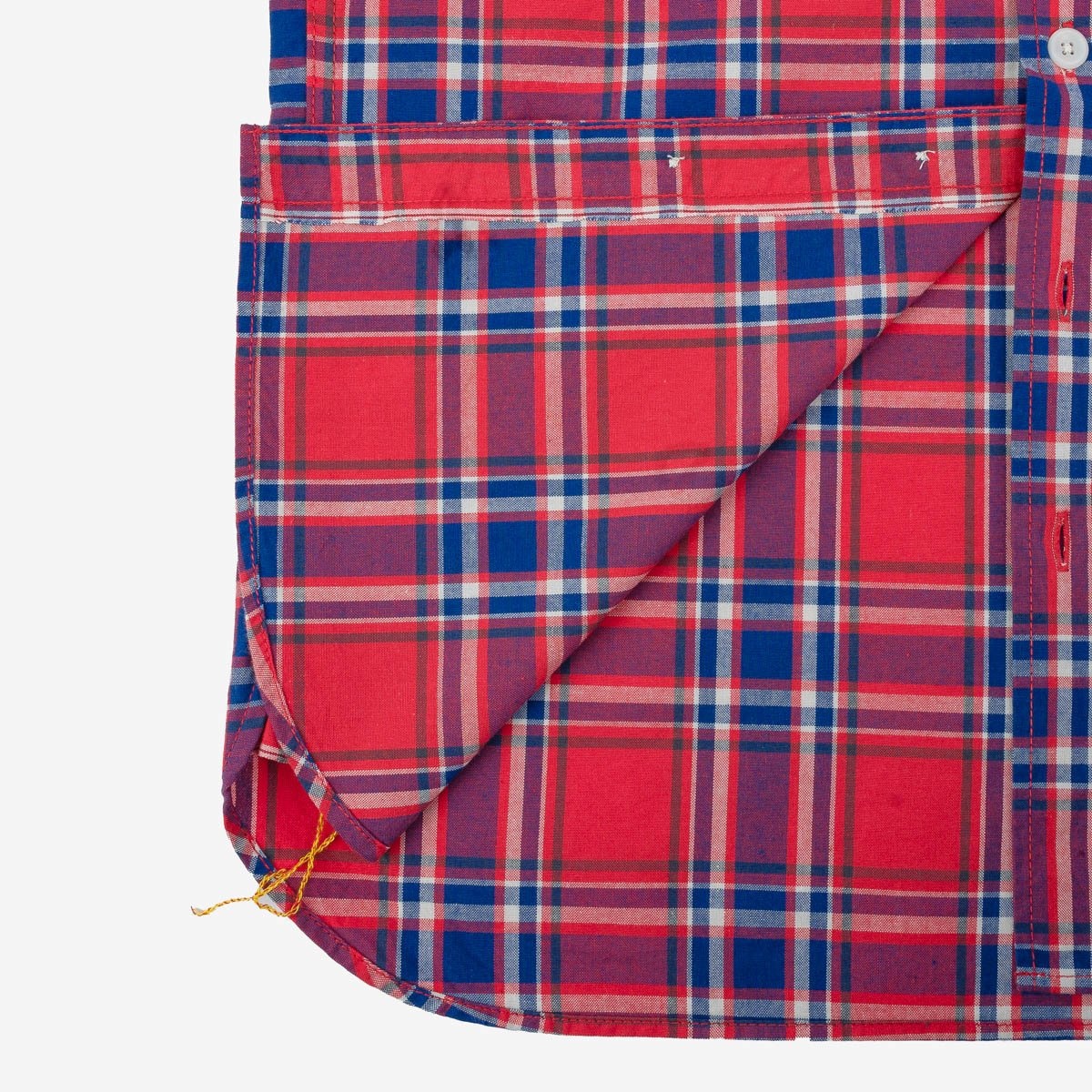 IHSH-356-RED 5oz Selvedge Madras Check Work Shirt - Red - 14
