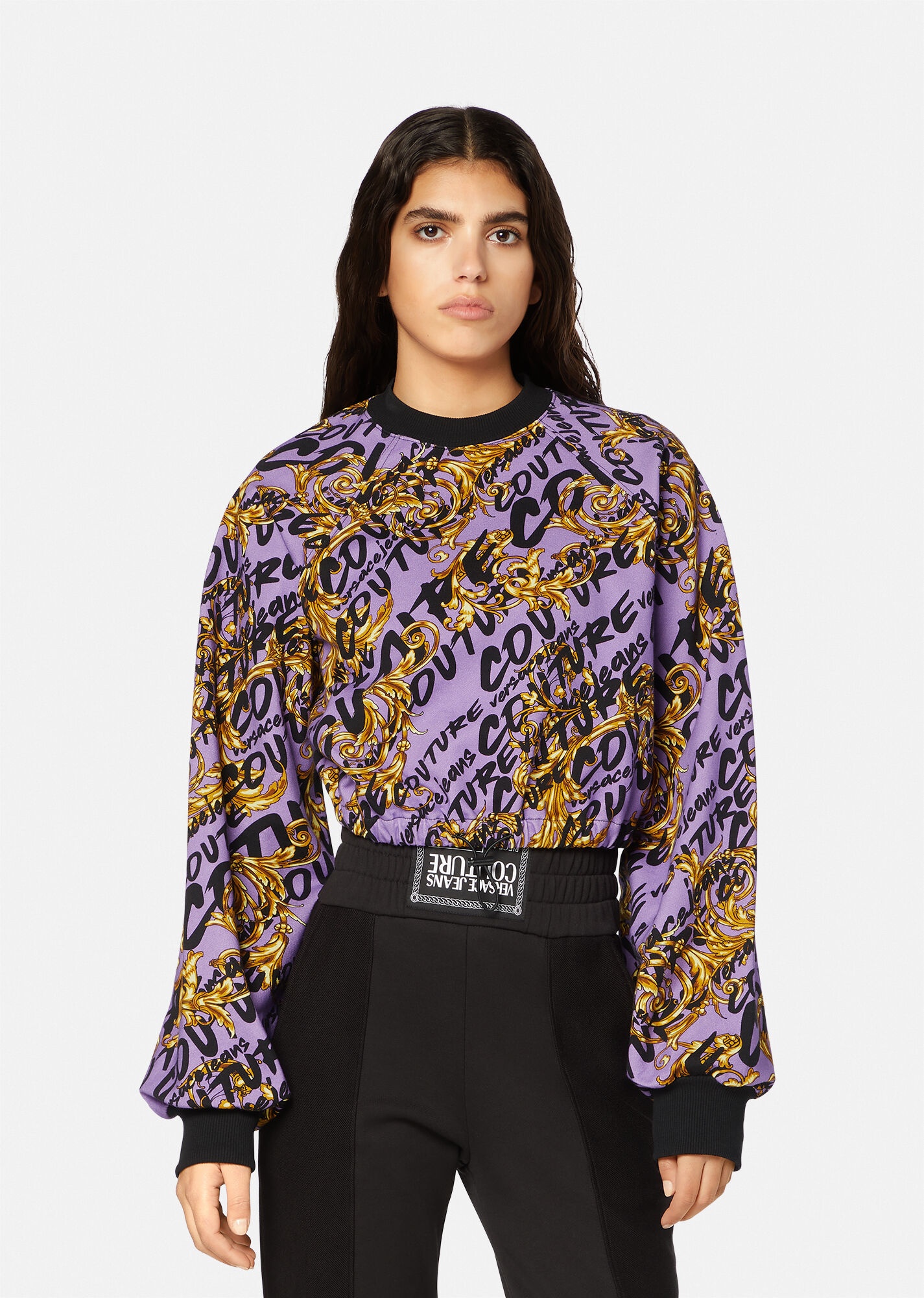 Logo Brush Couture Crop Sweatshirt - 3