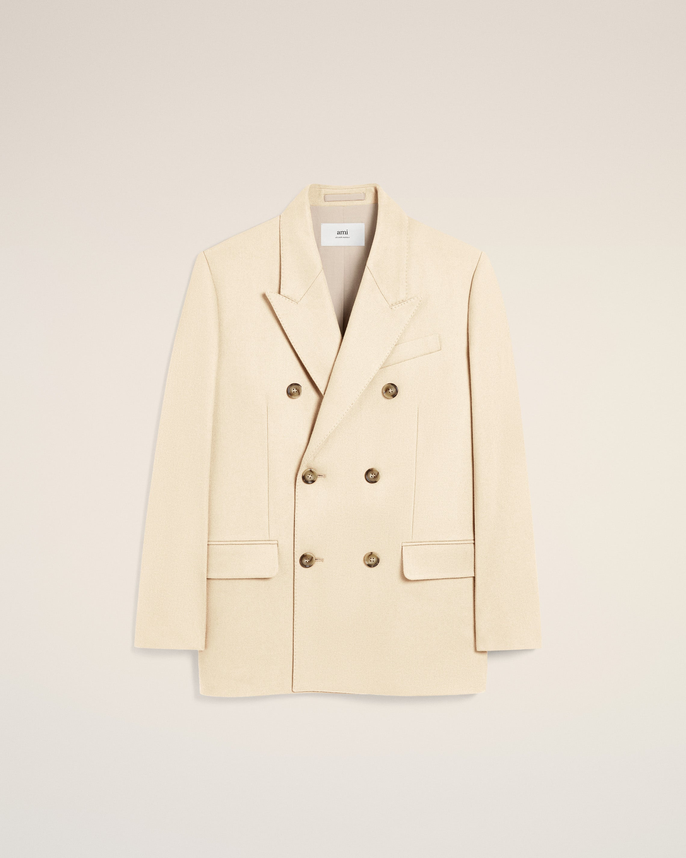 WHITE WOOL LOOSE DOUBLE BREASTED JACKET - 1