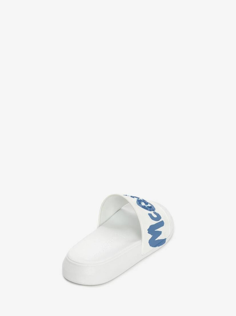 Alexander McQueen Mcqueen Graffiti Rubber Pool Slide in White outlook